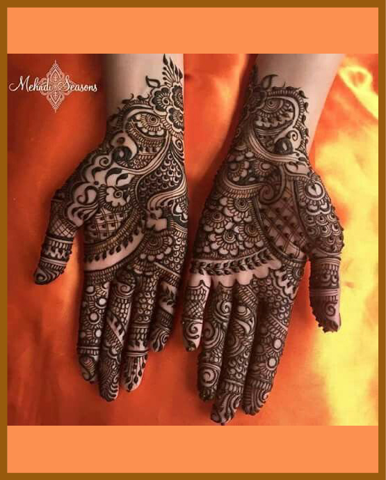 Petal Chain Detailing In Stylish Front Hand Mehndi Design